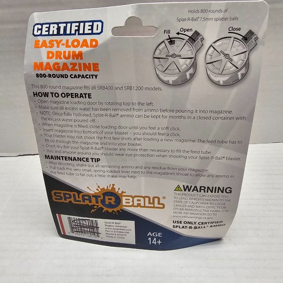 New Splat R Ball Orange 800 Round Water Bead Drum Magazine for Blasters - Picture 6 of 13